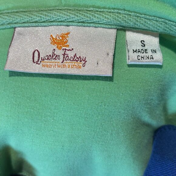 QUACKER FACTORY QVC Size Small Blue Cotton Fleece Rhinestone Hoodie Jacket - Picture 10 of 11